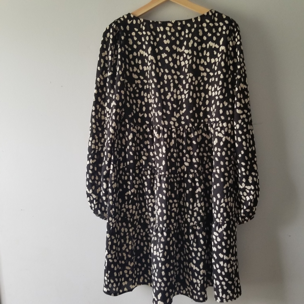 Ee:Some Printed Long Sleeve Tiered Babydoll Dress Medium - Picture 3 of 8